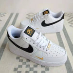 Nike Air Force 1 Low White Black Gold - HADNUS